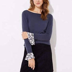 Loft Spotted Flounce Cuff Sweater